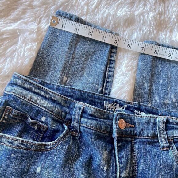 Mossimo Cropped Distressed Bleach Spattered Mid-rise Skinny Jeans 12 - Picture 8 of 11